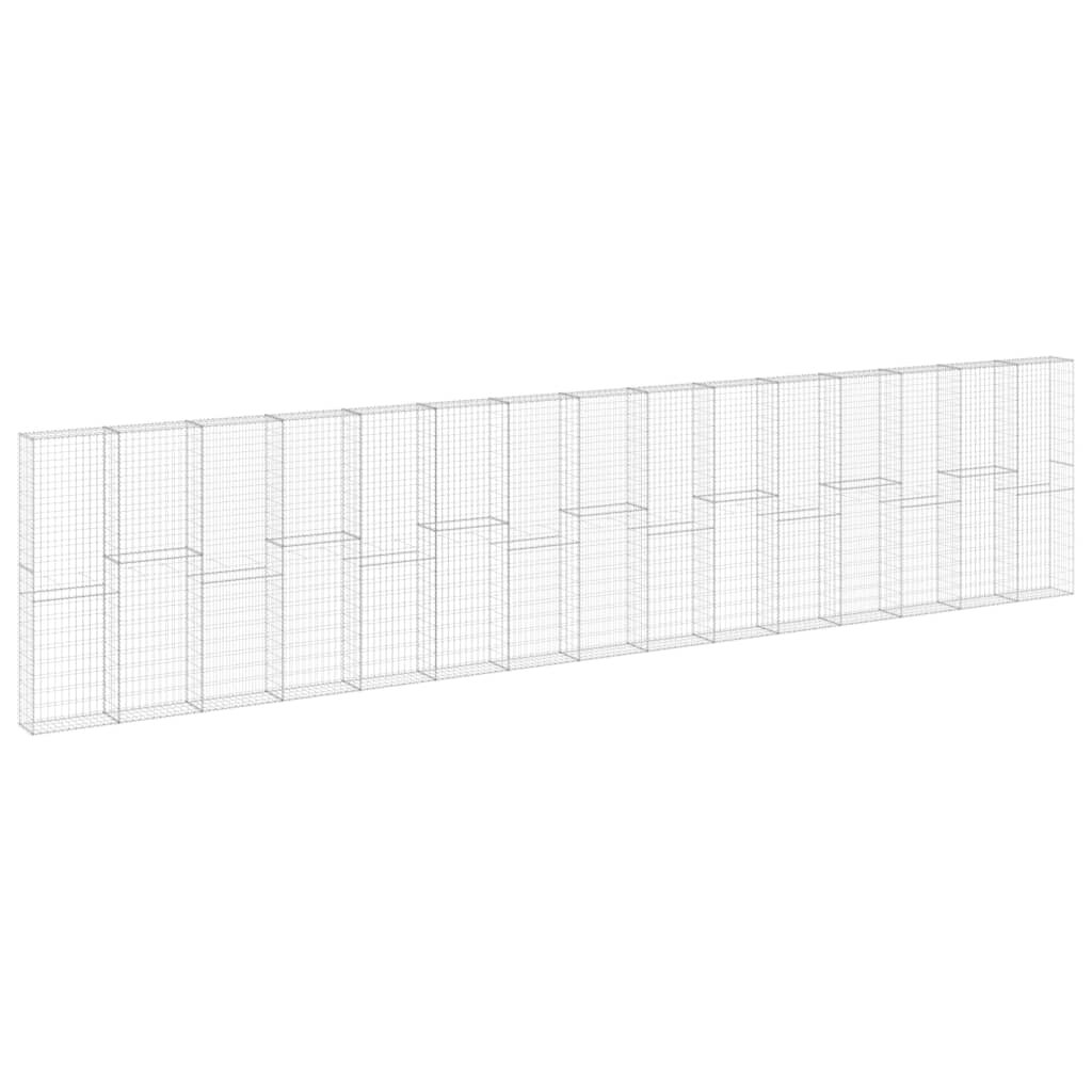 vidaXL Gabiónová stena s krytmi pozinkovaná oceľ 900x30x200 cm