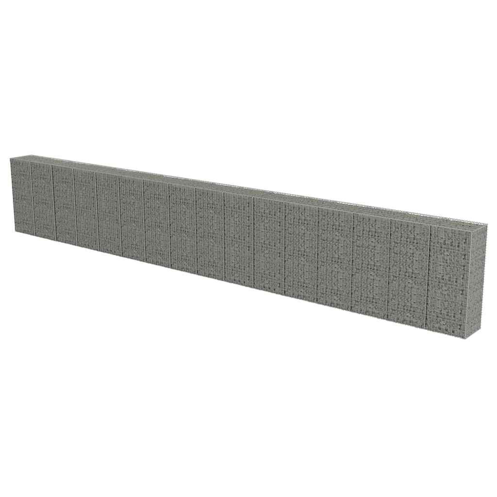 vidaXL Gabiónová stena s krytmi pozinkovaná oceľ 900x50x150 cm