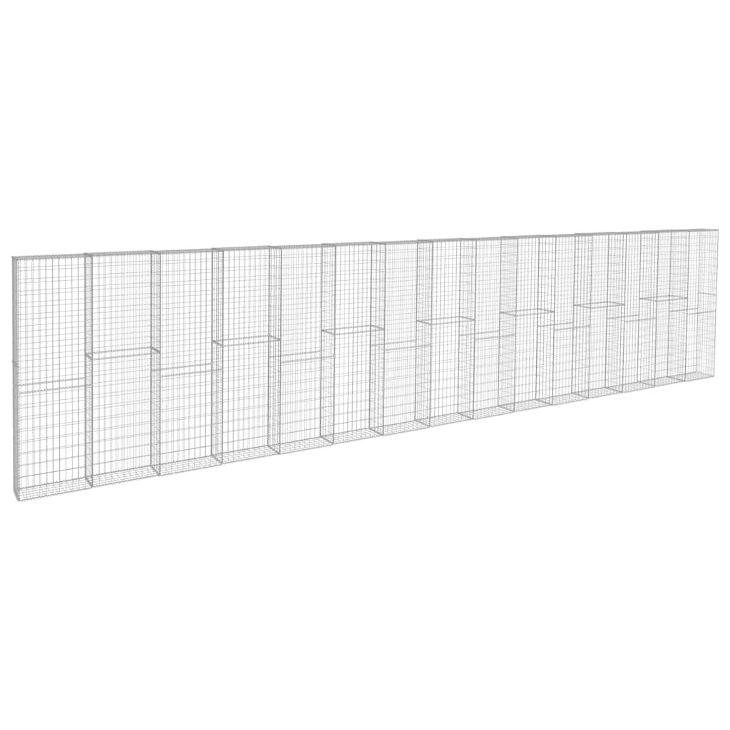 vidaXL Gabiónová stena s krytmi pozinkovaná oceľ 900x50x200 cm