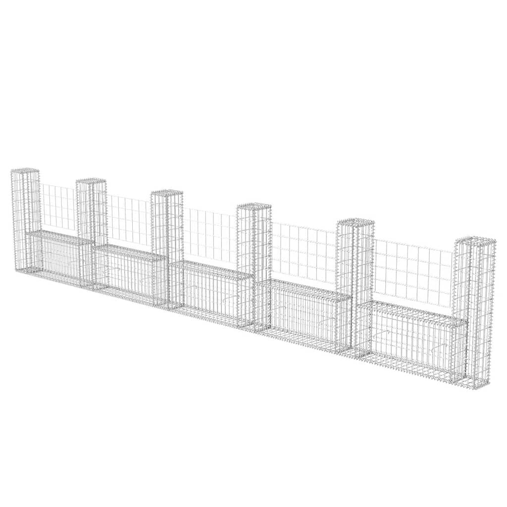 vidaXL Gabiónový kôš v tvare U pozinkovaná oceľ 570x20x100 cm