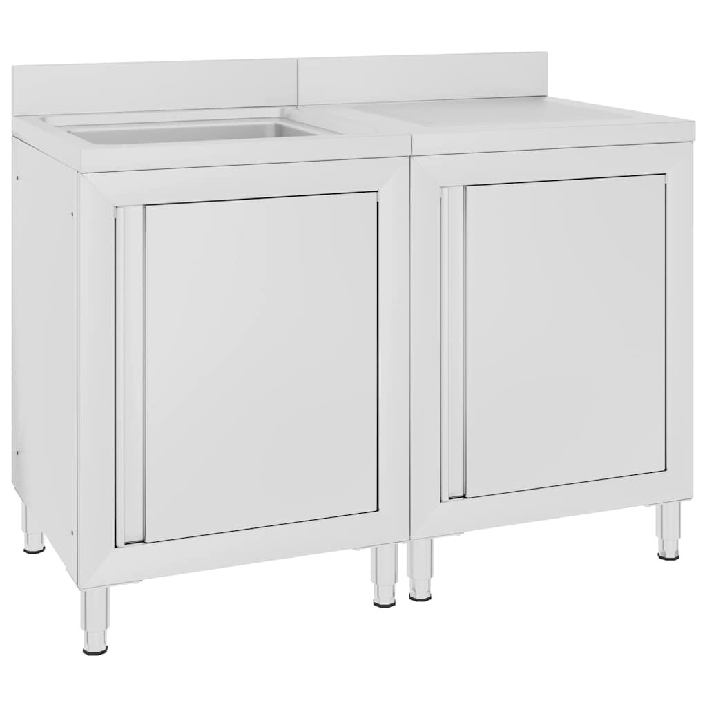 vidaXL Gastro kuchynský drez so skrinkou 120x60x96 cm nehrdzavejúca oceľ