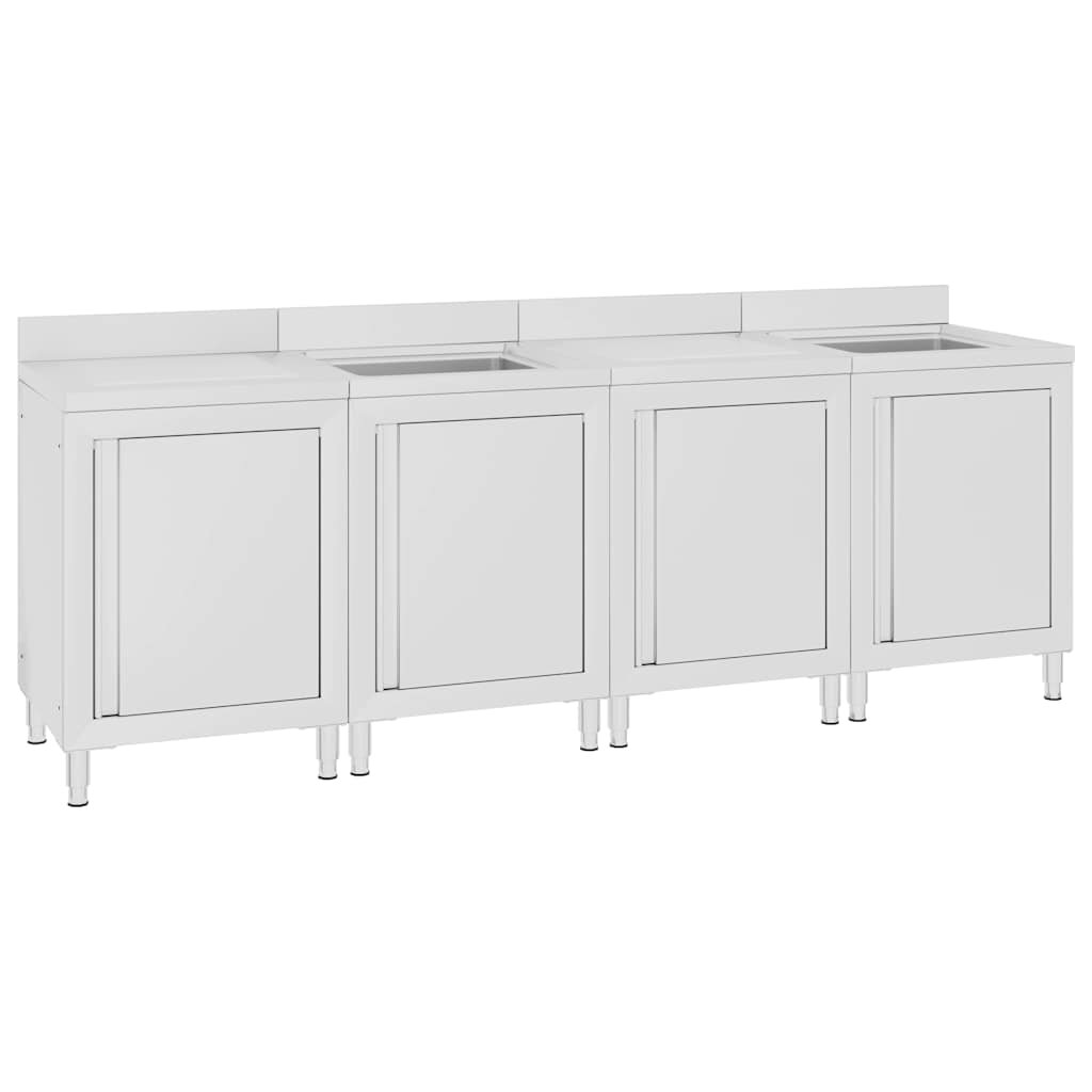 vidaXL Gastro kuchynský drez so skrinkou 240x60x96 cm nehrdzavejúca oceľ