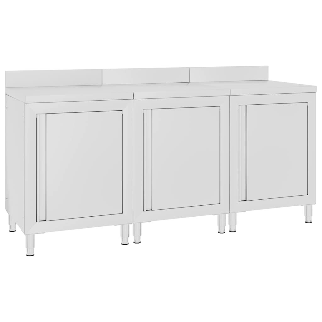 vidaXL Gastro pracovný stôl so skrinkami 180x60x96 cm nehrdzavejúca oceľ