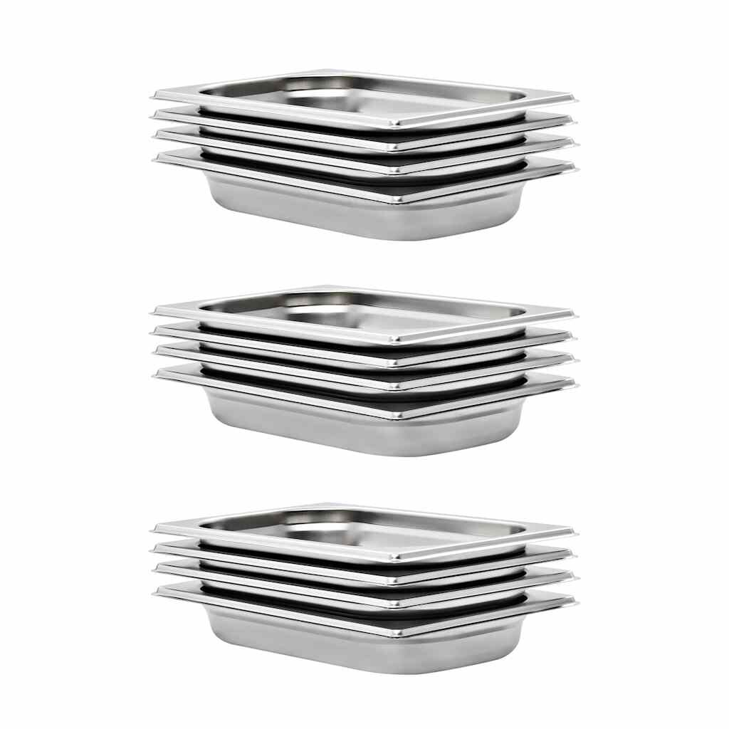 vidaXL Gastronádoby 12 ks GN 1/4 40 mm nehrdzavejúca oceľ