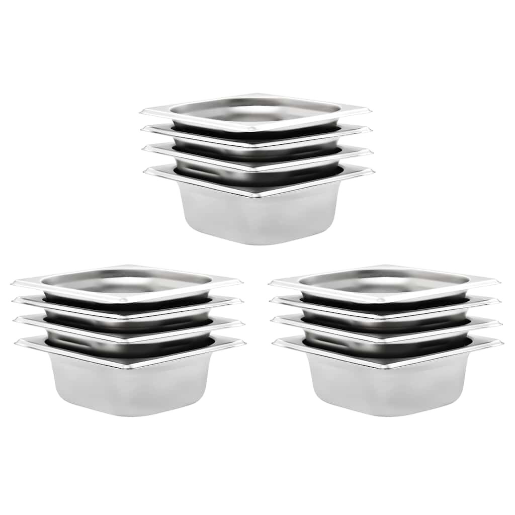 vidaXL Gastronádoby 12 ks GN 1/6 65 mm nehrdzavejúca oceľ