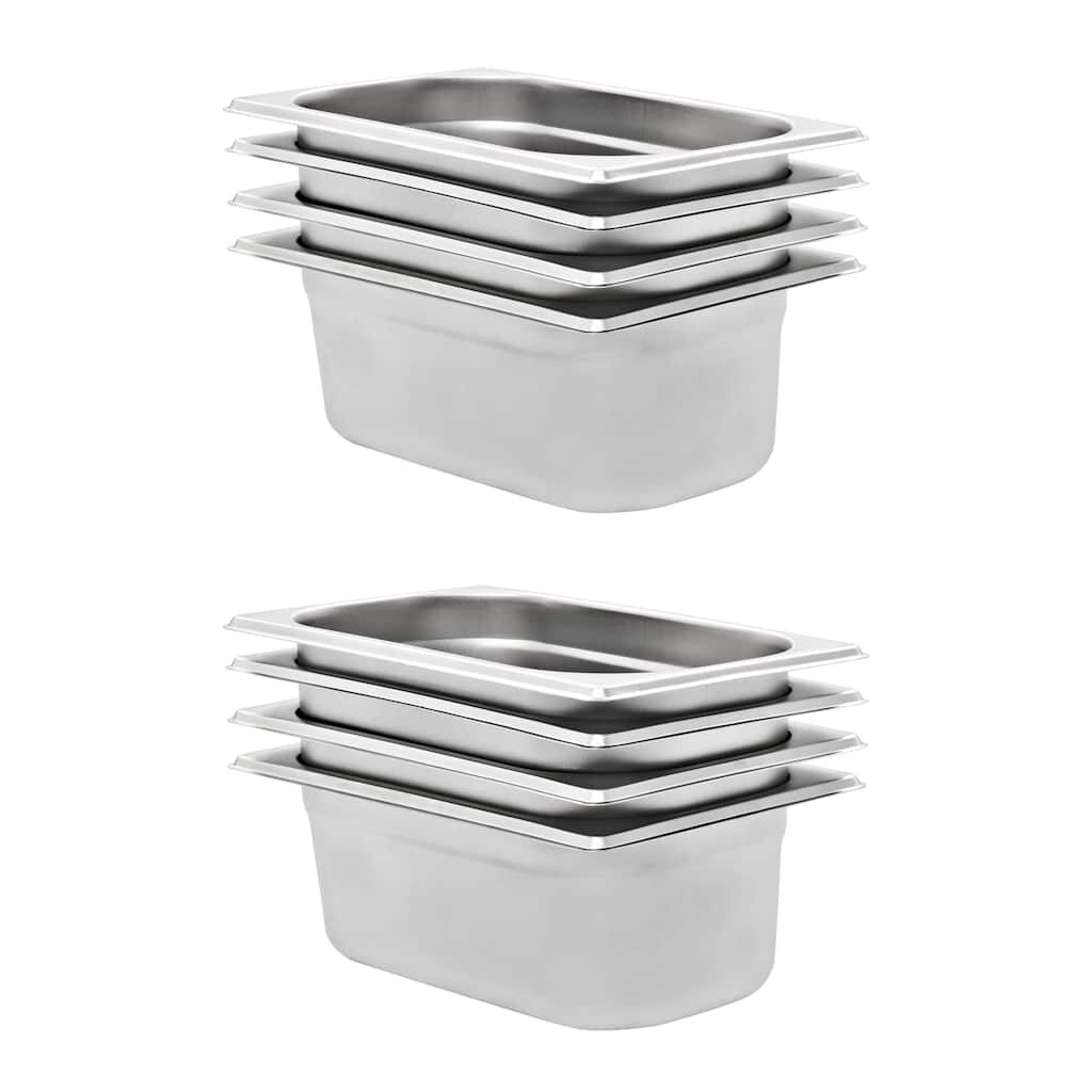 vidaXL Gastronádoby 8 ks GN 1/4 100 mm nehrdzavejúca oceľ
