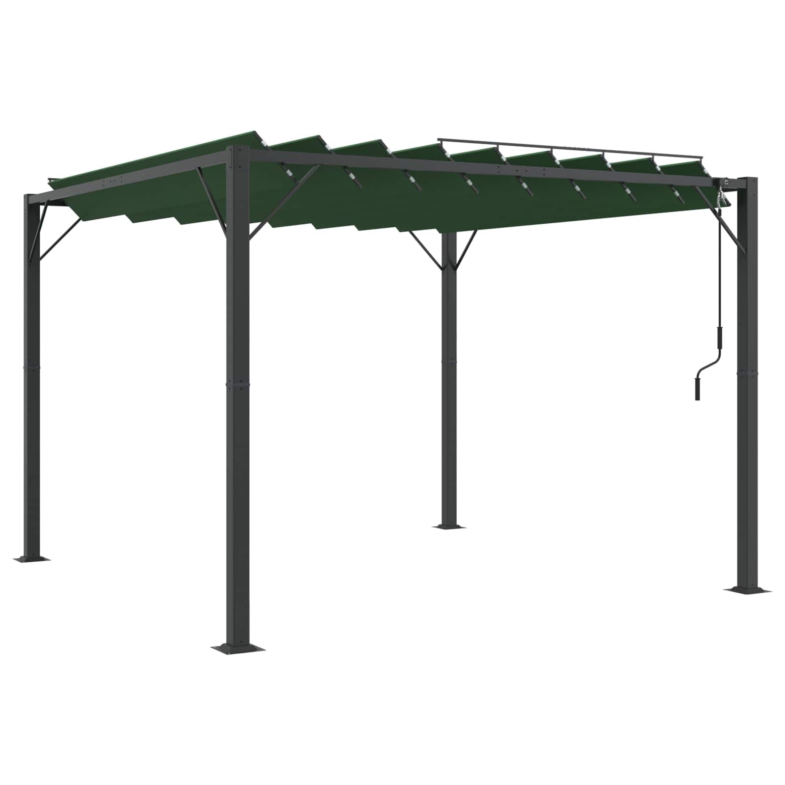 vidaXL Gazebo s lamelovou strechou 305 x 307 x 214 m Zelená