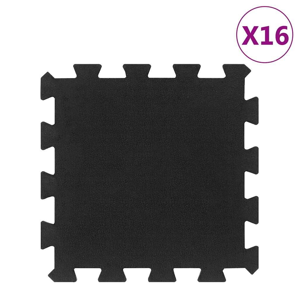 vidaXL Gumové podlahové dlaždice 16 ks čierne 16 mm 30x30 cm