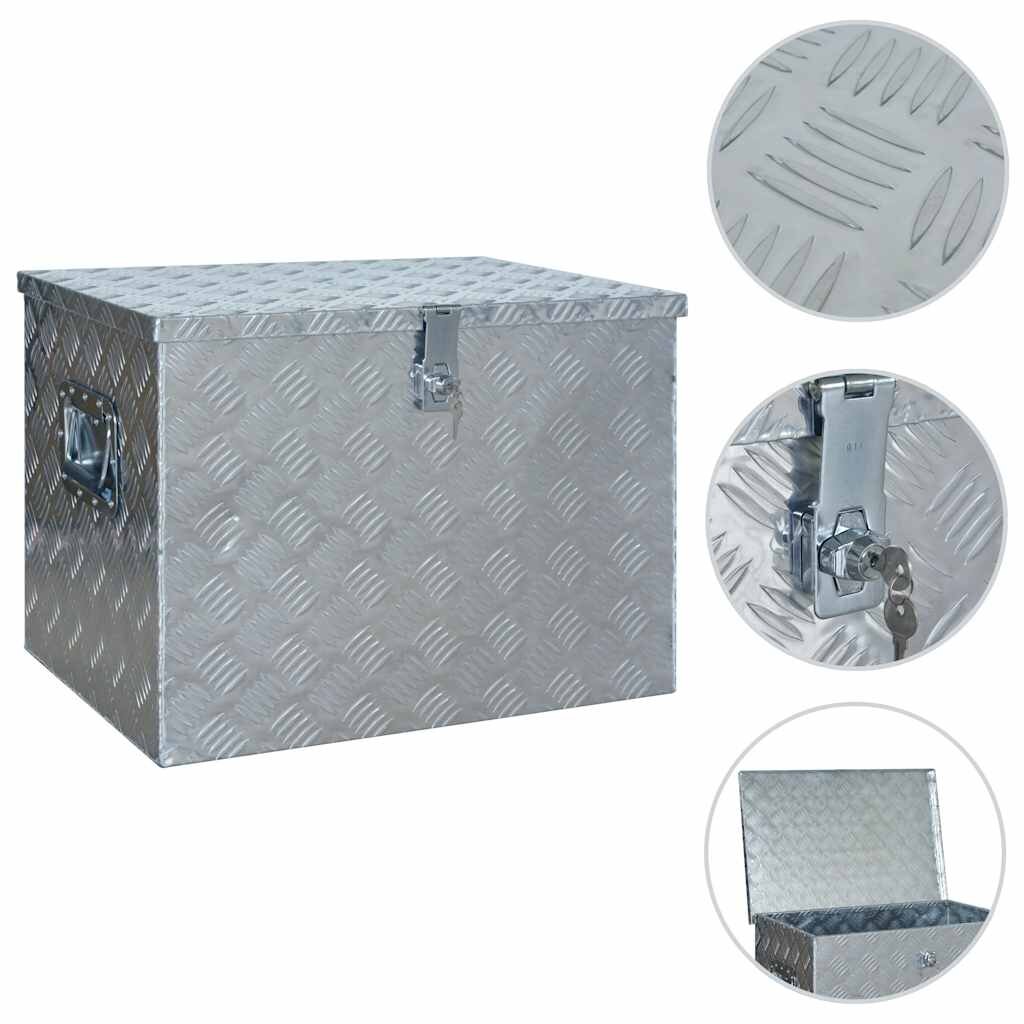 vidaXL Hliníková bednička 610x430x455 mm strieborná