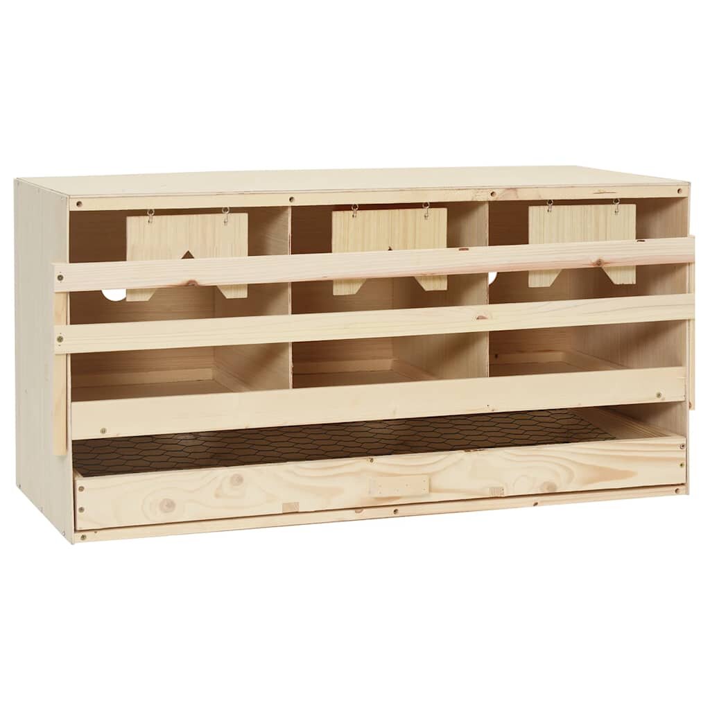 vidaXL Hniezdo pre sliepky 3 priehradky 72x33x38 cm borovicový masív