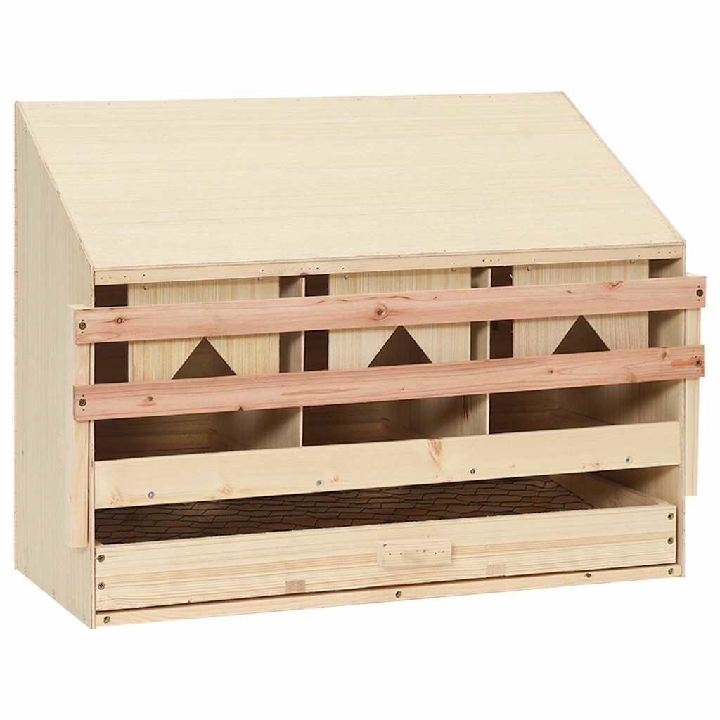 vidaXL Hniezdo pre sliepky 3 priehradky 72x33x54 cm borovicový masív