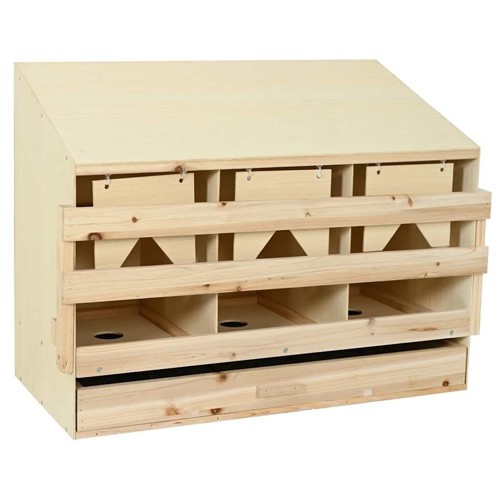 vidaXL Hniezdo pre sliepky 3 priehradky 93x40x65 cm borovicové drevo