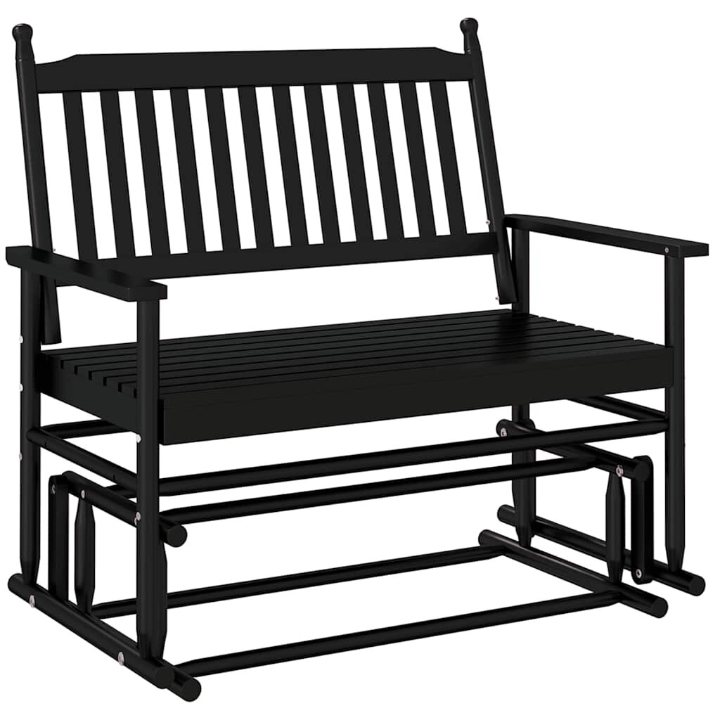 vidaXL Hojdacia lavička čierna 118x70x1045 cm masívny topoľ