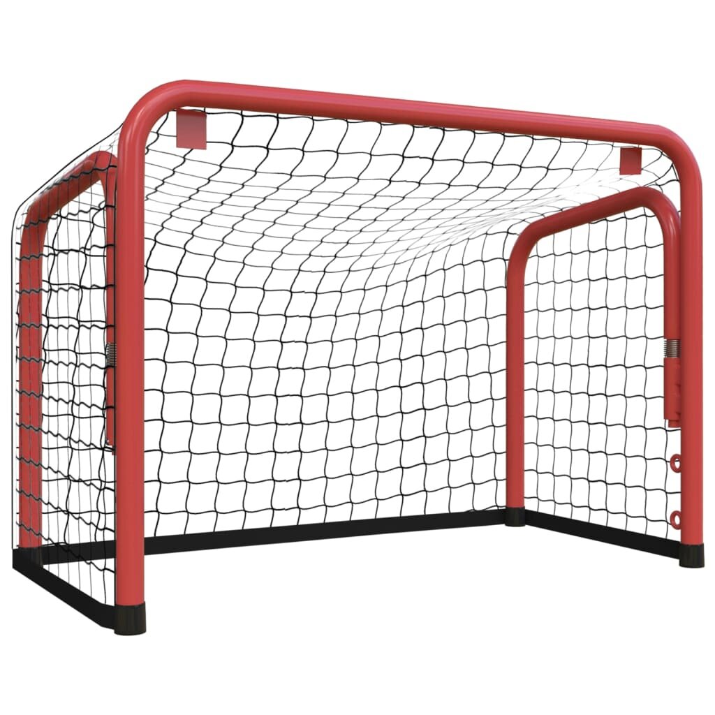 vidaXL Hokejová bránka a sieť červeno-čierna 68x32x47cm oceľ+polyester