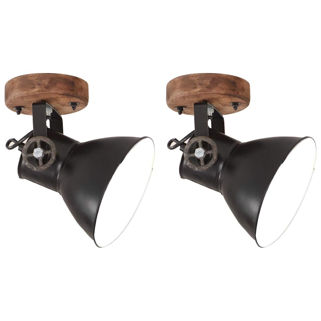 vidaXL Industriálne nástenné/stropné lampy 2 ks čierne 20x25 cm E27