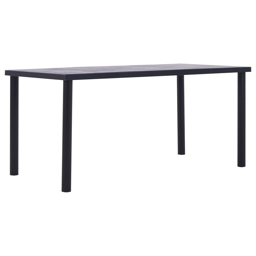 vidaXL Jedálenský stôl čierna a betónovo sivá 160x80x75 cm MDF