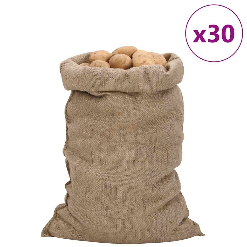 vidaXL Jutové vrecia 30 ks 60x105 cm 100 % juta 340 gsm