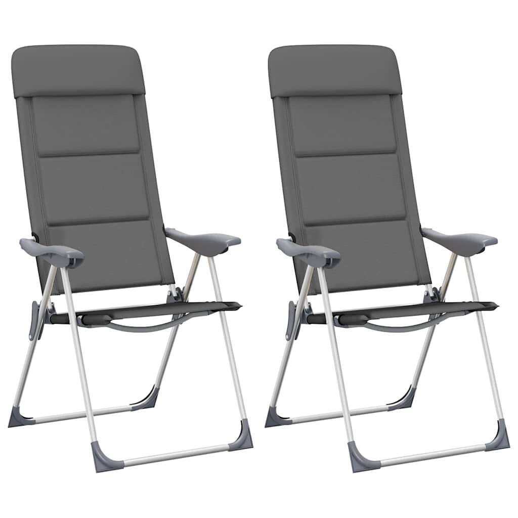 vidaXL Kempingové stoličky 2 ks sivé 58x69x111 cm hliníkové