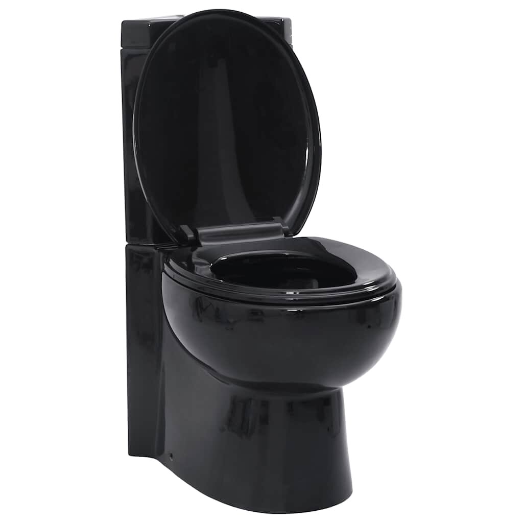 vidaXL Keramická toaleta/WC do kúpeľne rohová čierna