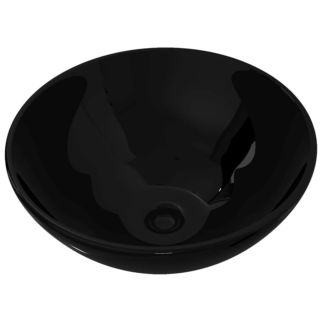 vidaXL Keramické umývadlo čierne okrúhle