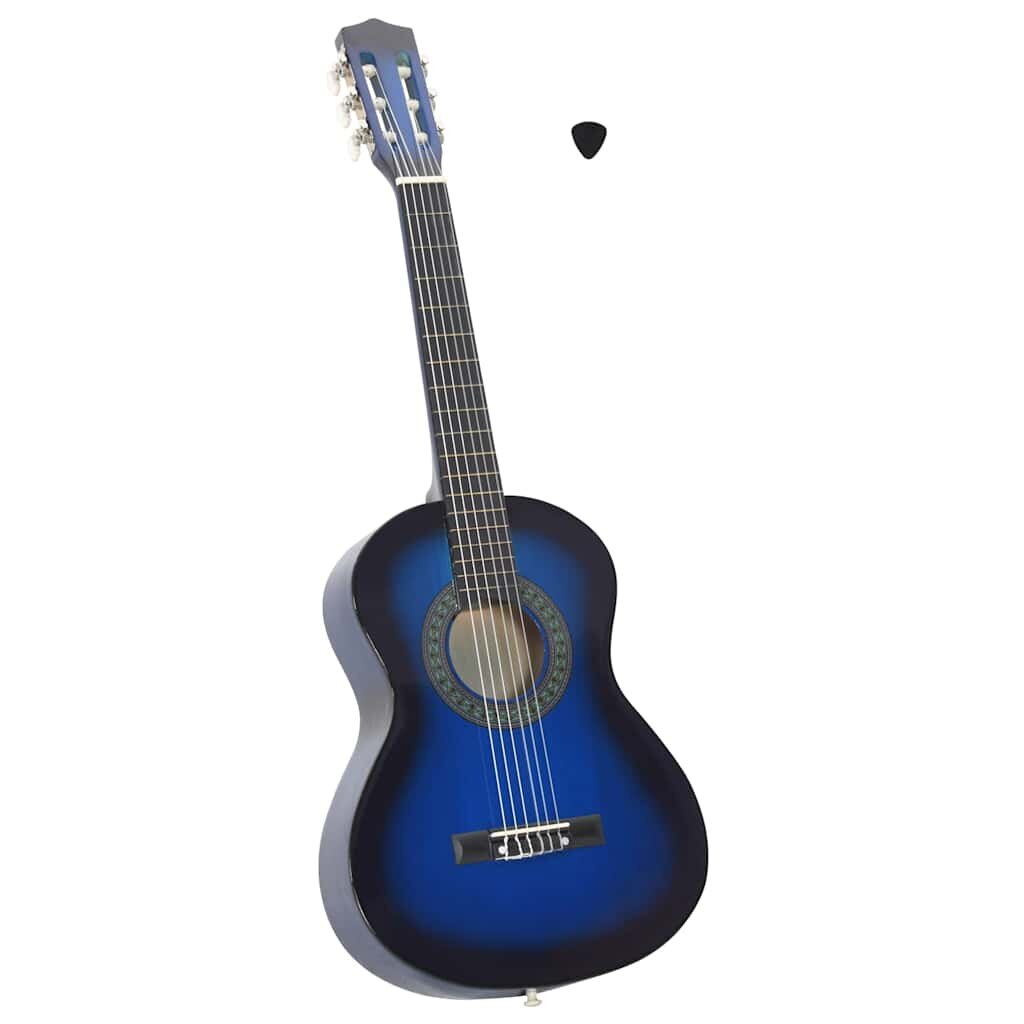 vidaXL Klasická gitara pre začiatočníkov a deti modrá 1/2 34"