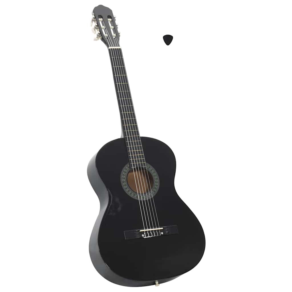 vidaXL Klasická gitara pre začiatočníkov čierna 4/4 39" lipové drevo