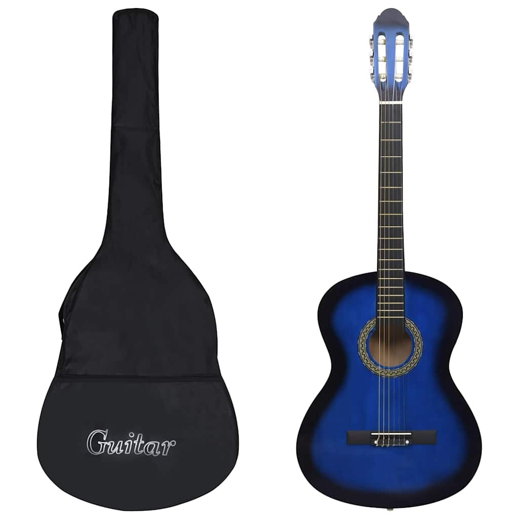 vidaXL Klasická gitara pre začiatočníkov s taškou modrá 4/4 39