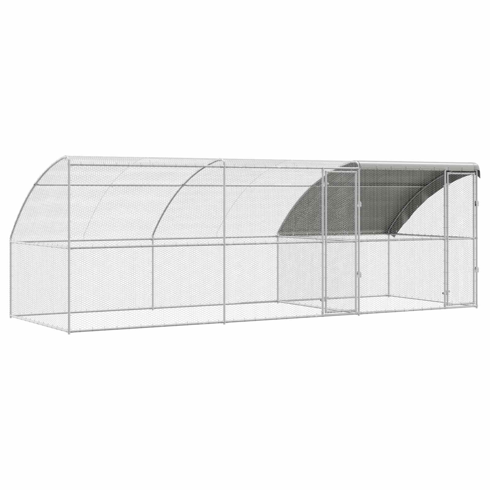 vidaXL Klietka pre kurčatá s 2 dvierkami 3 ks Strieborná 600x200x200cm