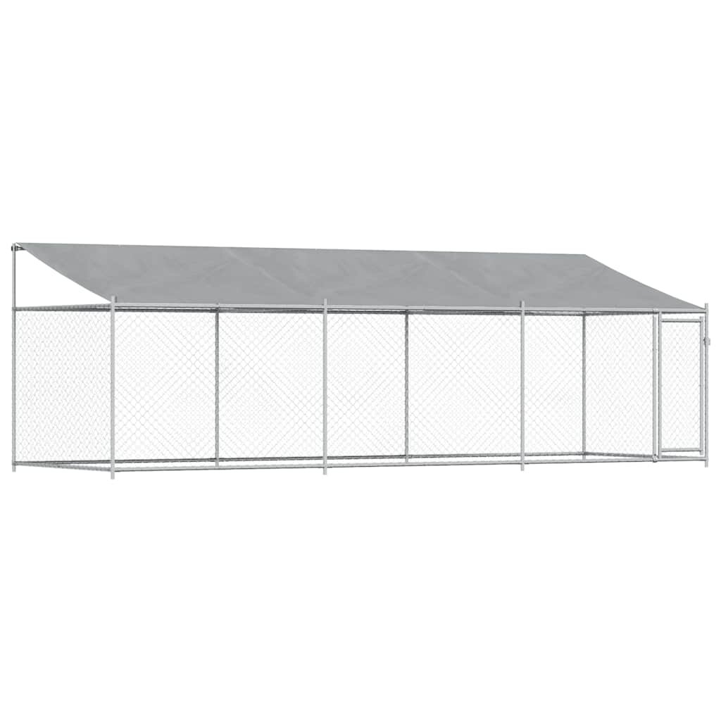 vidaXL Klietka pre psa so strechou a dverami sivá 6x2x2 m pozink. oceľ