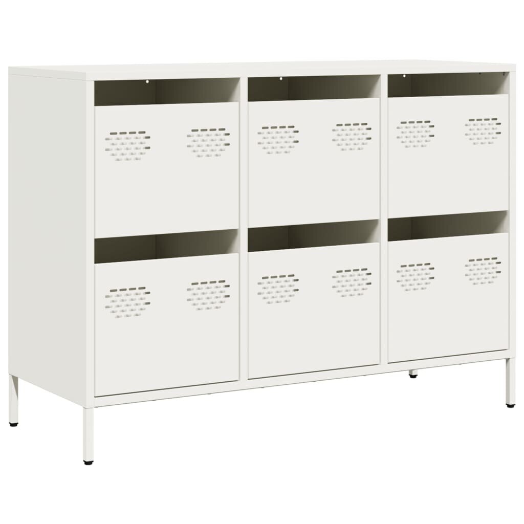 vidaXL Komoda biela 1015x39x735 cm oceľ valcovaná za studena