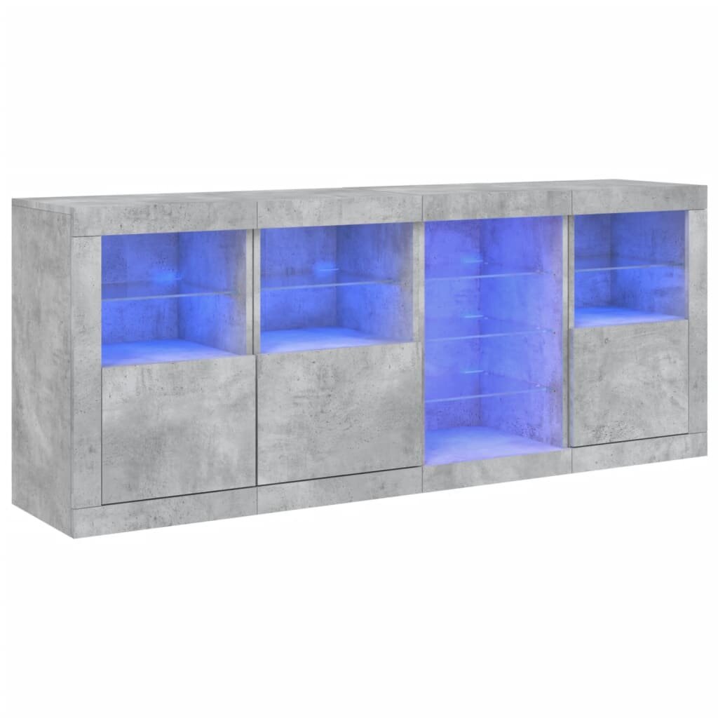 vidaXL Komoda s LED svetlami betónovo-sivá 164x37x67 cm