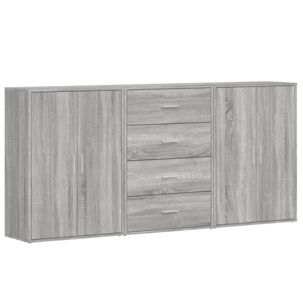 vidaXL Komody 3 ks sivé sonoma 60x31x84 cm kompozitné drevo