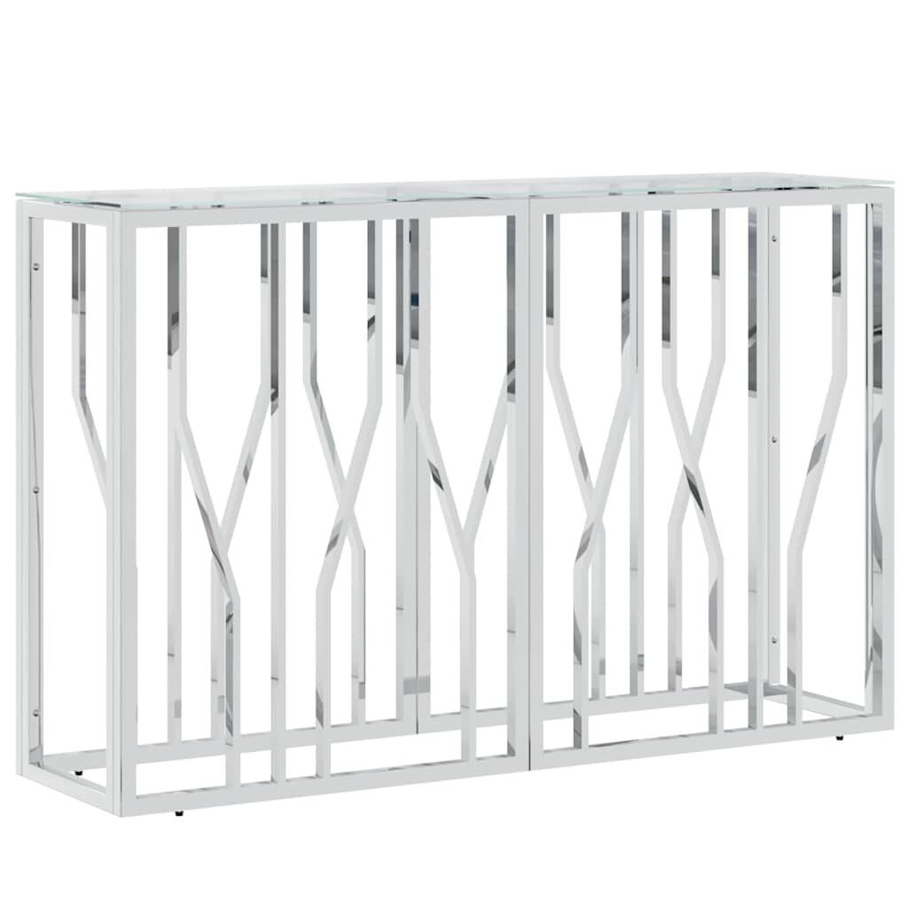 vidaXL Konferenčný stolík 110x30x40 cm nehrdzavejúca oceľ a sklo