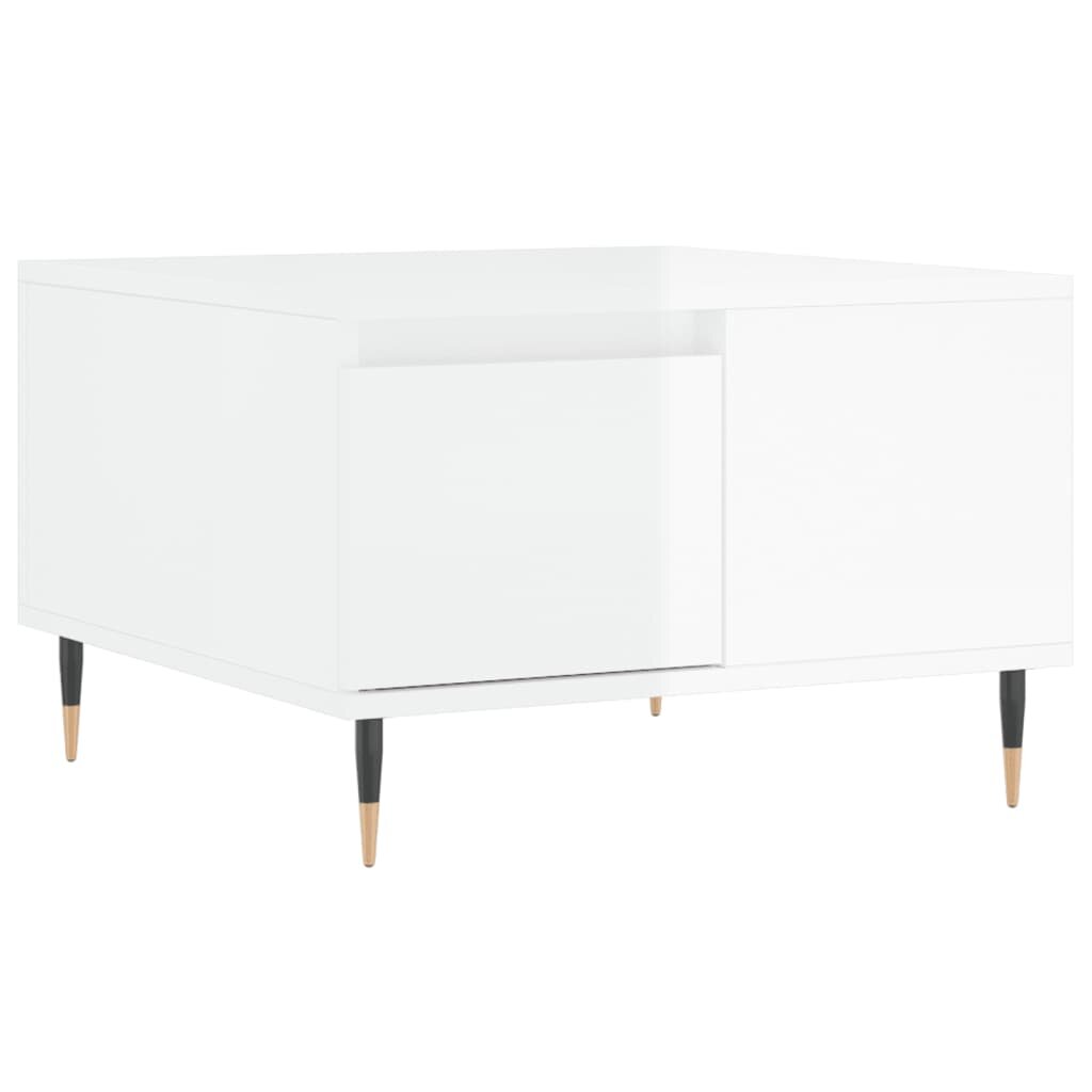 vidaXL Konferenčný stolík lesklý biely 55x55x365 cm spracované drevo