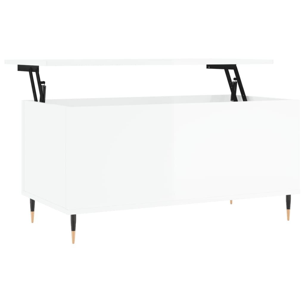 vidaXL Konferenčný stolík lesklý biely 90x445x45 cm spracované drevo