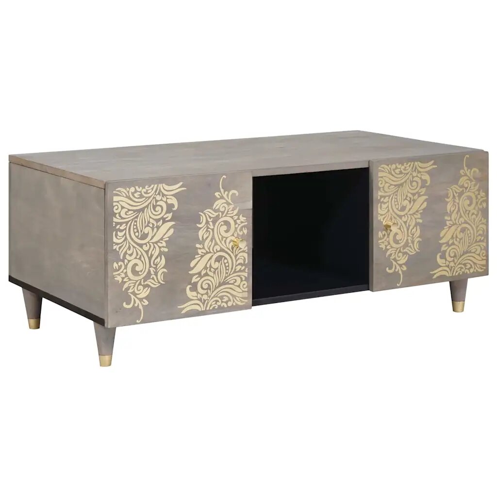 vidaXL Konferenčný stolík Sivá 100 x 54 x 40 cm Masívne mango drevo