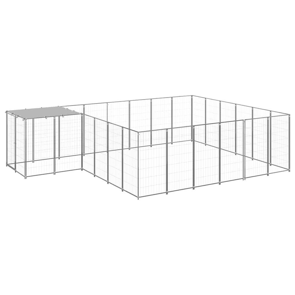 vidaXL Koterec pre psy strieborný 121 m² oceľ