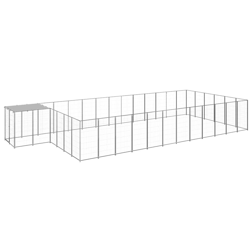 vidaXL Koterec pre psy strieborný 2299 m² oceľ
