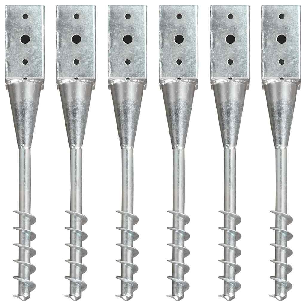 vidaXL Kotviace hroty 6 ks strieborné 7x7x56 cm pozinkovaná oceľ