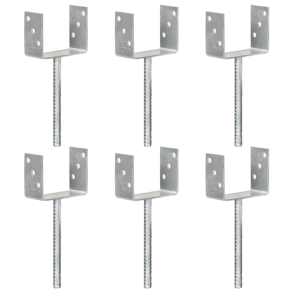 vidaXL Kotviace pätky 6 ks strieborné 12x6x30 cm pozinkovaná oceľ