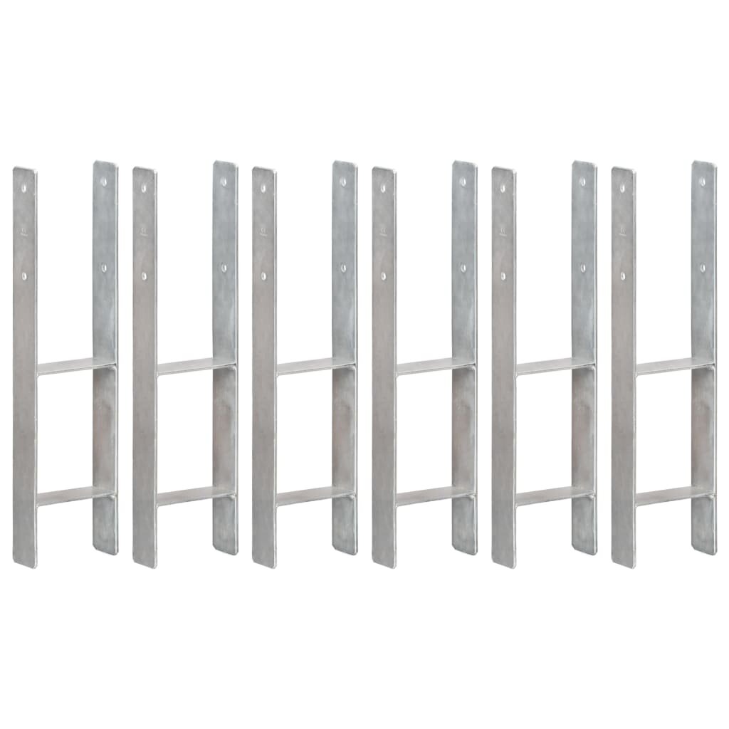 vidaXL Kotviace pätky 6 ks strieborné 14x6x60 cm pozinkovaná oceľ