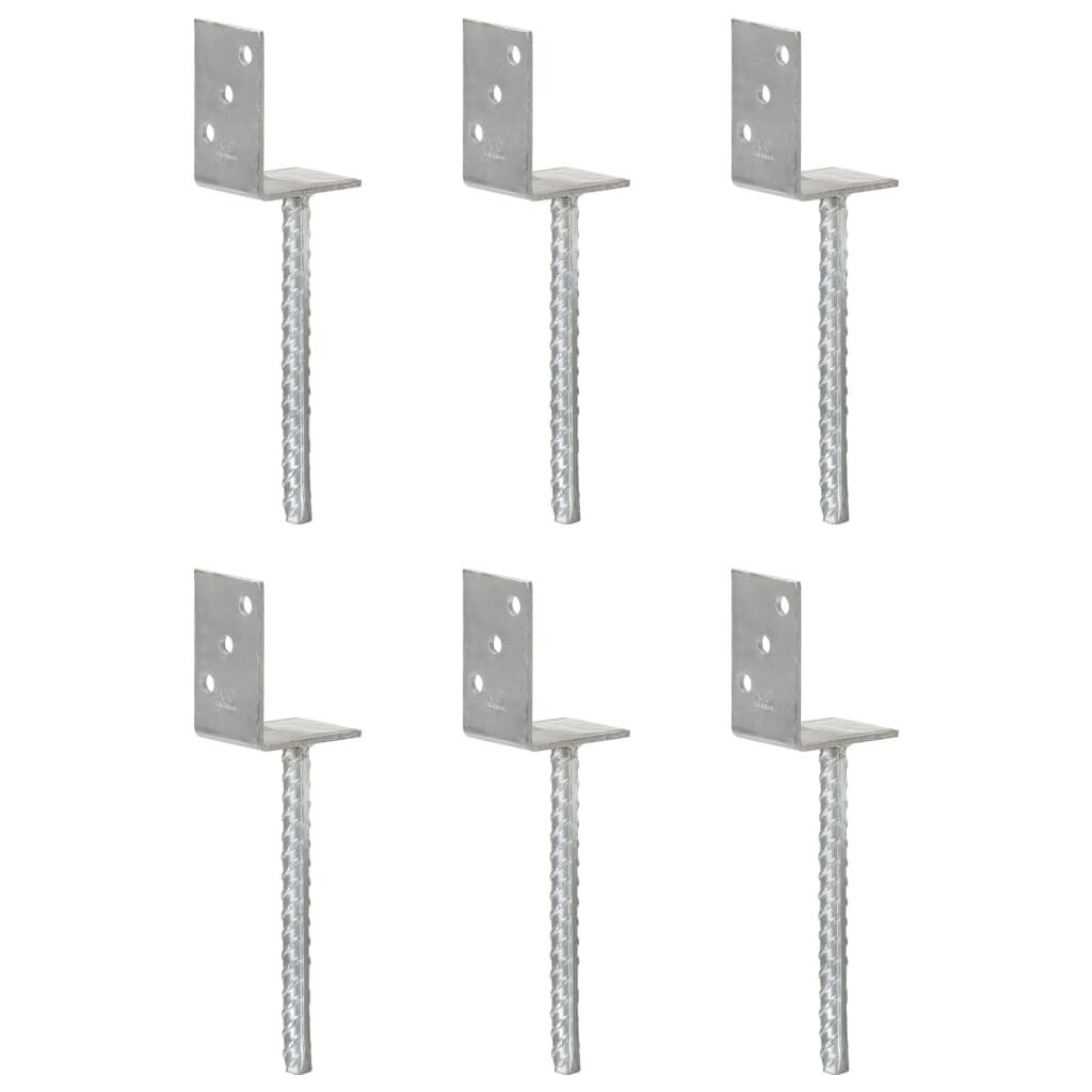 vidaXL Kotviace pätky 6 ks strieborné 8x6x30 cm pozinkovaná oceľ