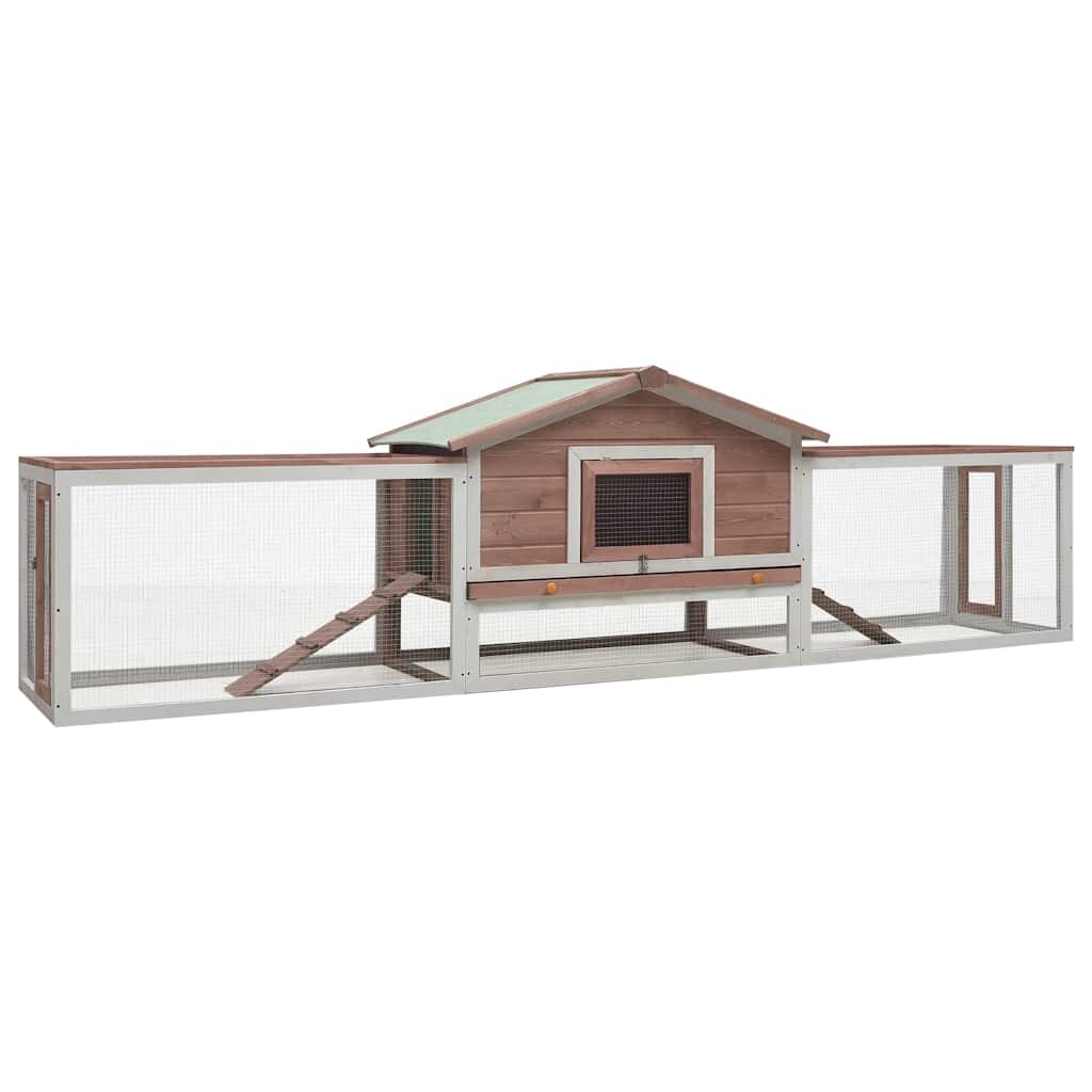 vidaXL Králikáreň mokka 310x70x87 cm borovicový a jedľový masív