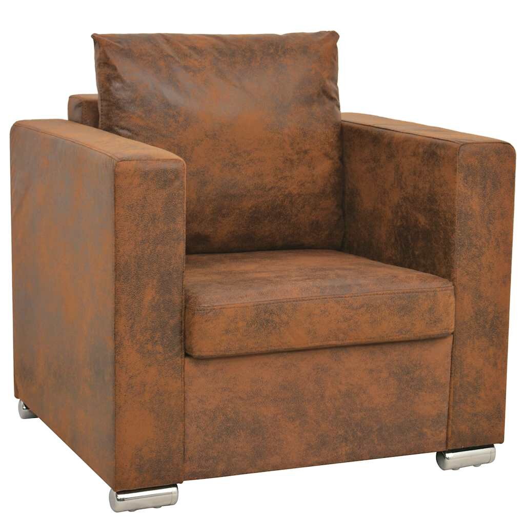 vidaXL Kreslo hnedé 82x73x82 cm umelá semišová koža