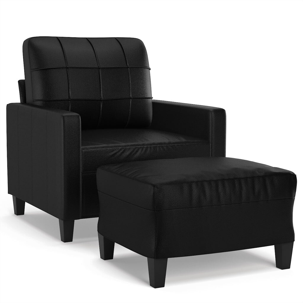 vidaXL Kreslo s podnožkou čierna 60 cm umelá koža