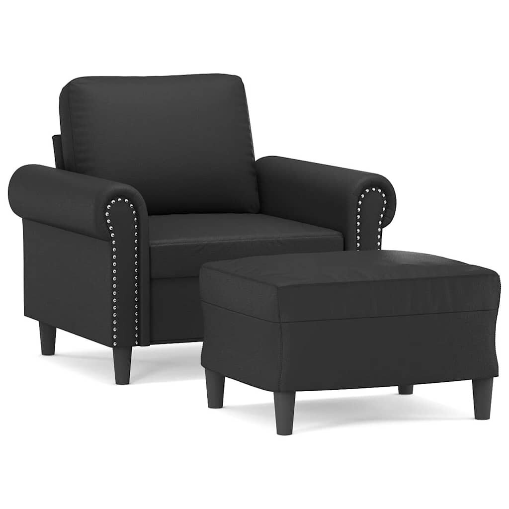 vidaXL Kreslo s podnožkou čierna 60 cm umelá koža