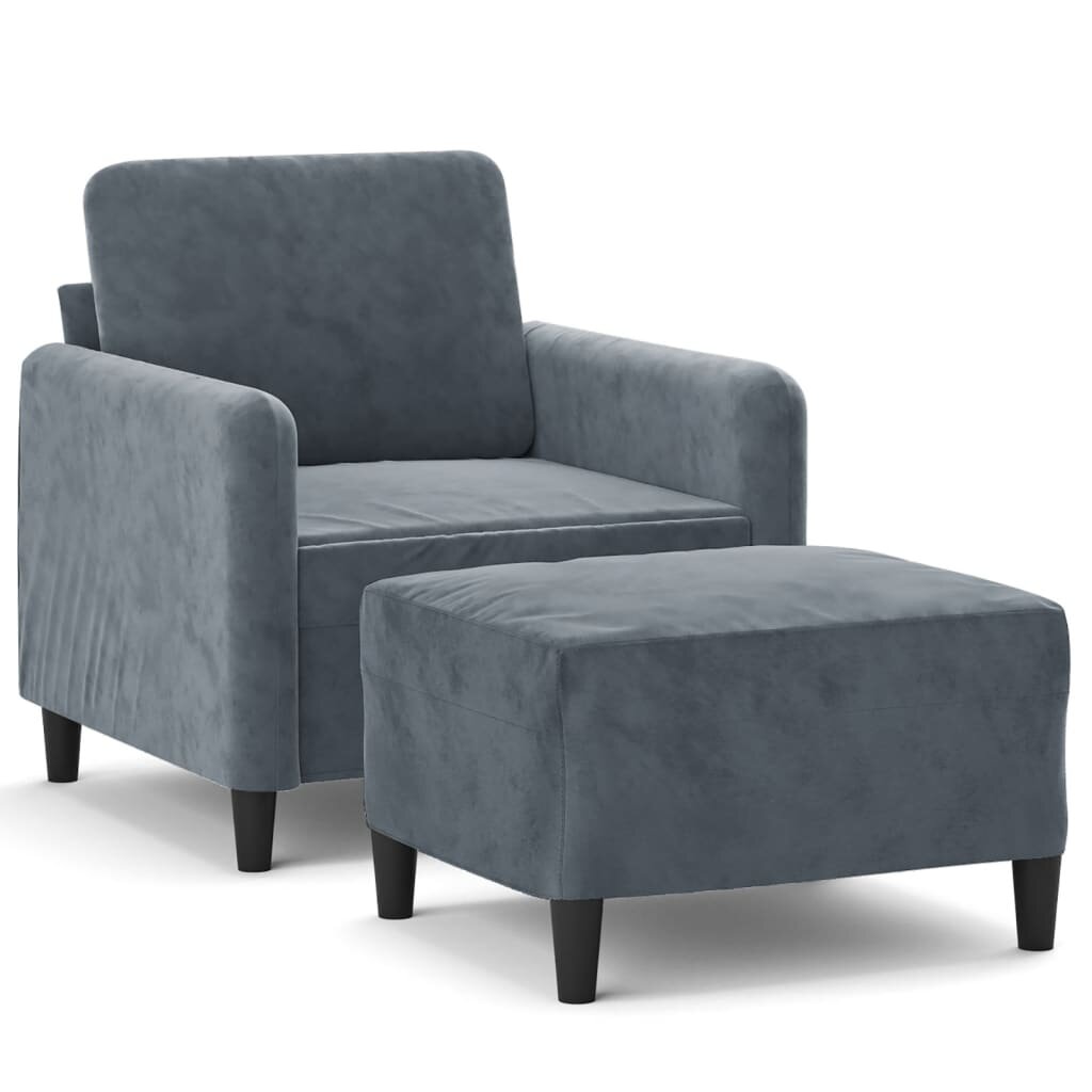 vidaXL Kreslo s podnožkou tmavosivé 60 cm zamat