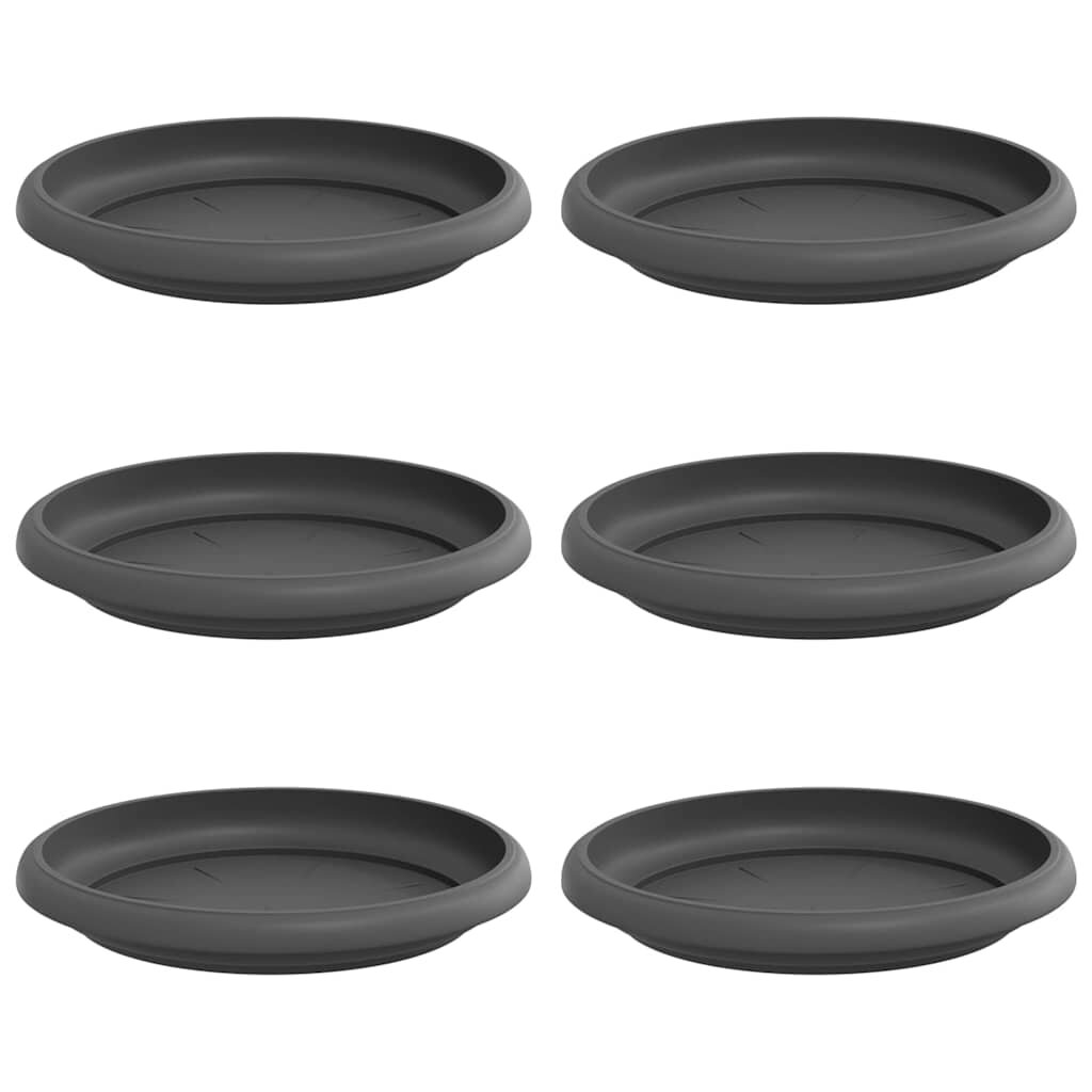 vidaXL Kruhový kvetinový podnos 6 ks Čierna Ø 14 x 2 cm Plast