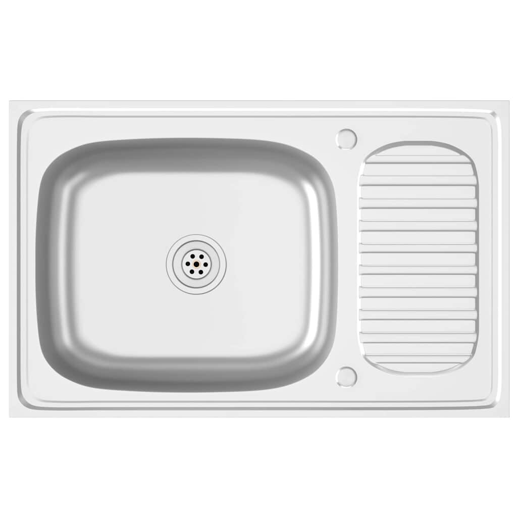 vidaXL Kuchynský drez s odkvapkávačom strieborný 800x500x155 mm oceľ