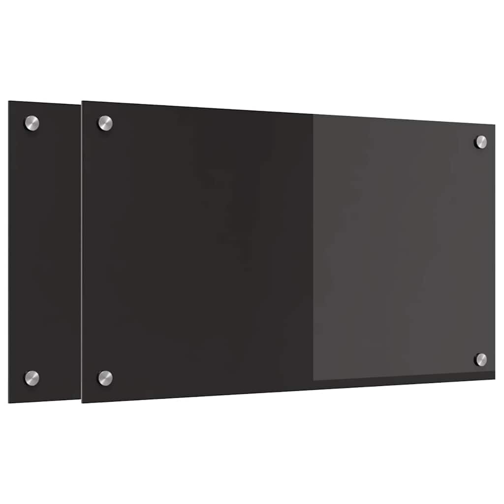 vidaXL Kuchynský obklad 2 ks Čierna 70 x 40 cm tvrdené sklo